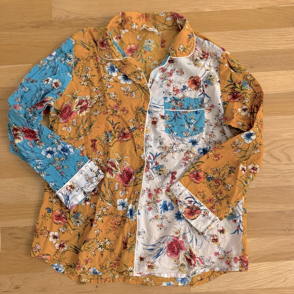 Exclusively for Signals Floral Cotton PJ Long Sleeve Top Size L